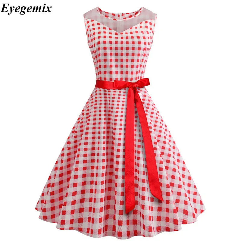 ShejoinSheenjoy Retro Sleeveless Women's Dress Summer V-Neck Bow Elegant Pink Party Dress Pretty Slim Ladies Fashion Dresses (4)