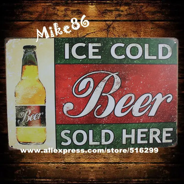[ Mike86 ] ICE COLD Beer SOLD HERE Metal Signs Gift PUB Wall art