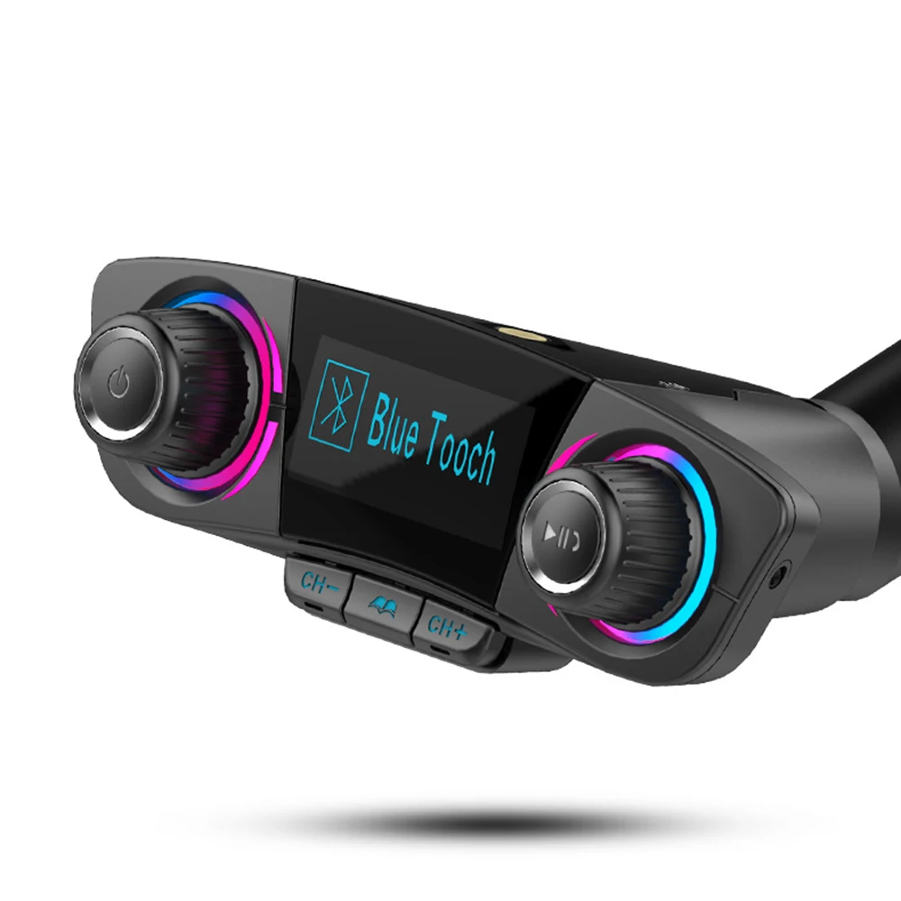 FM передатчик Aux модулятор беспроводной адаптер с Bluetooth Handsfree Car комплект автомобильный аудио MP3 плеер - Цвет: Черный