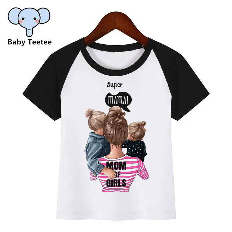 

Super Mama Print T-shirt Kid and Mom Summer Harajuku Clothes White Tshirt Gift Vogue T Shirt