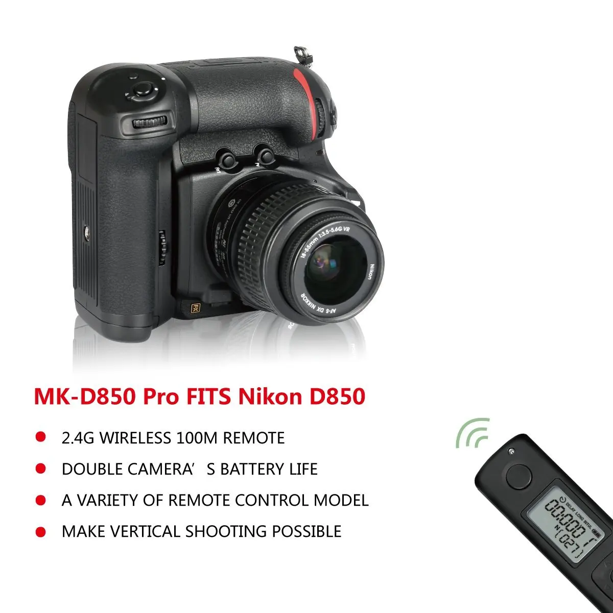 Meike MK D850 Pro Батарейная ручка с 2 4G Беспроводной дистанционного Управление для Nikon + *