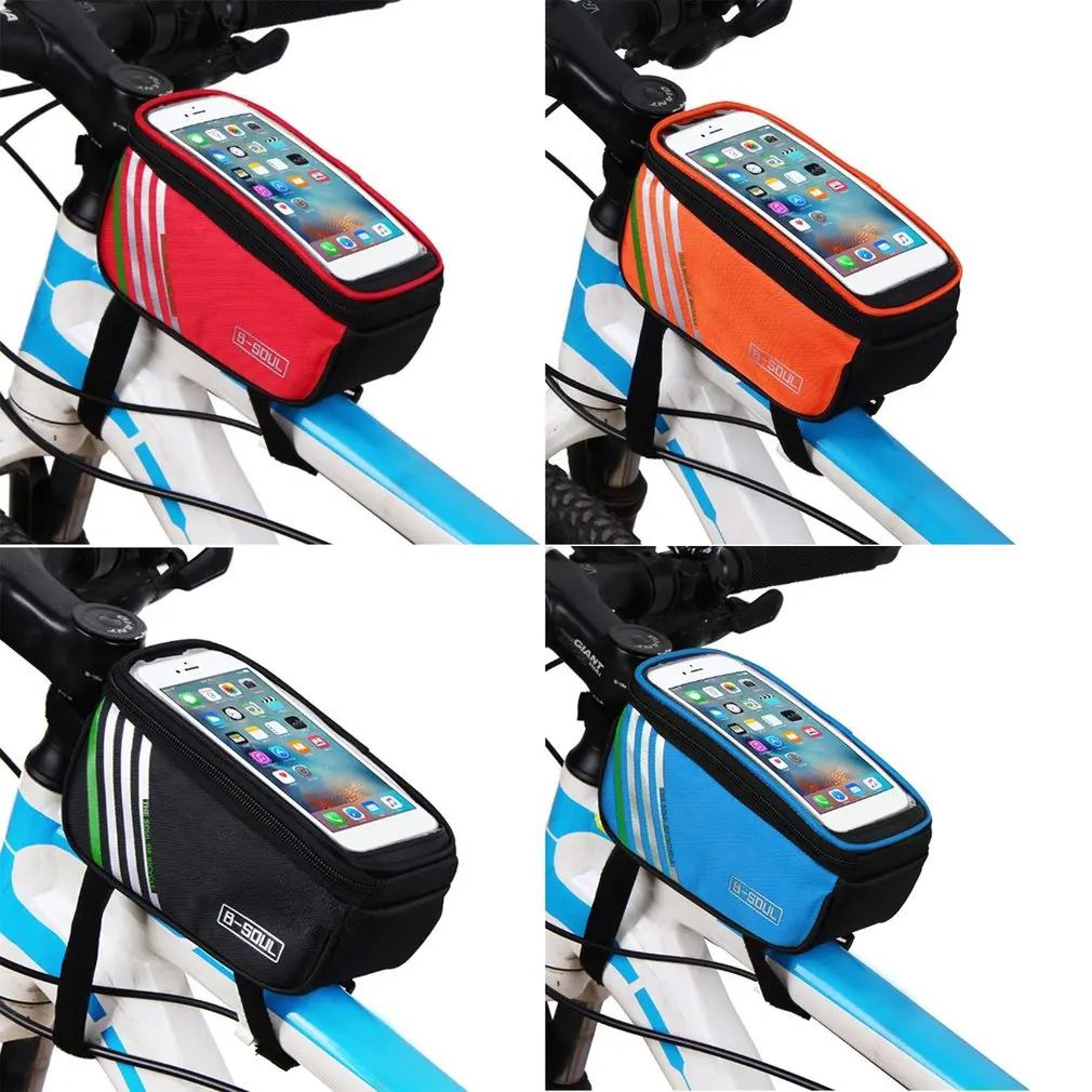 Sale B-SOUL Bicycle Handlebar Mobile Phone Pouch Touch Screen Top Frame Tube Storage Bag Waterproof Cycling Cellphone Holder Bag 10