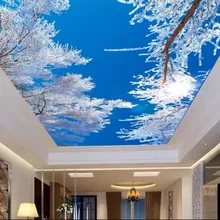 Потолочные Настенные обои фотообои фото обои вишня с изображением голубого неба, Потолочная 3d фреска обои потолки украшение дома