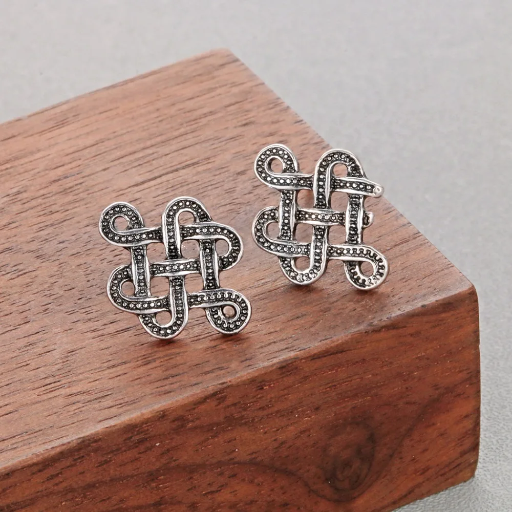 QIMING серебряные бесконечные серьги в виде узла женские Кельтские ирландские вечные новые мужские женские ювелирные изделия Pendientes Viking сережек