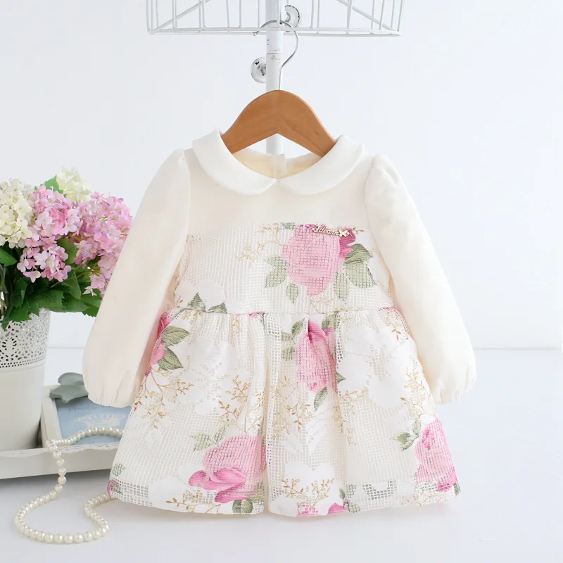 

Baby Princess Dress Beautiful Flowers Print Ball Gown Dress for Wedding Party Toddler Christening 1-2T Baby Birthday Dress