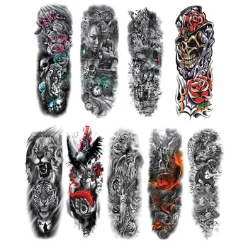 

Waterproof Full Arm Temporary Tattoo Cool Tattoos Stickers Body Art Paints for Unisex Rose Flower Gadgets Monster Girl Body Art