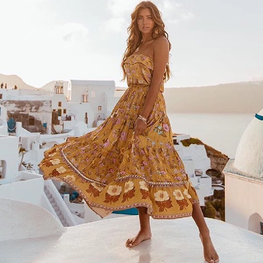 

TEELYNN wild bloom strap dress for women 2019 rayon floral print long summer Dresses sleeveless BOHO strapppy Dresses vestidos