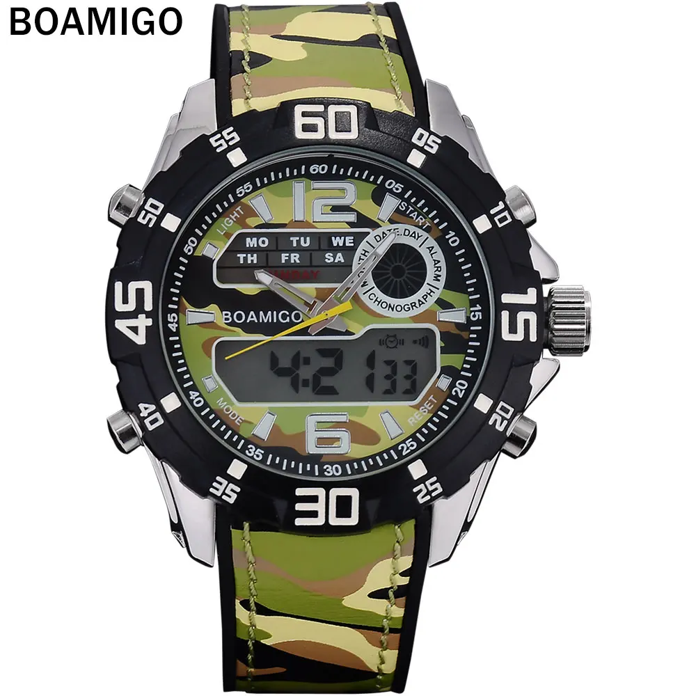 

Fashion BOAMIGO Brand Men Watches Rubber Band Man Quartz Watch Digital Analog Military Wristwatches Waterproof Relogio Masculino