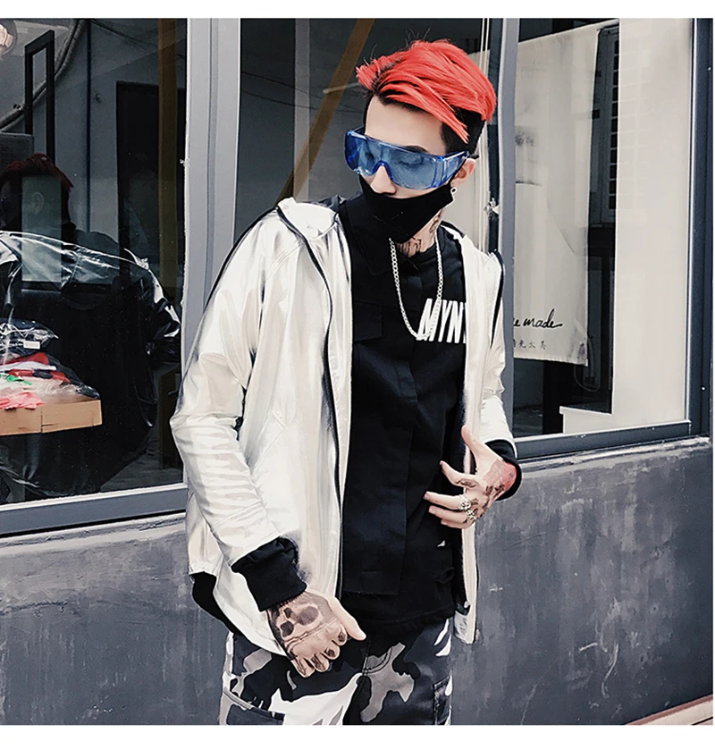 Korean Hip Hop Jacket Man 2018 Hood Windbreaker   (13)
