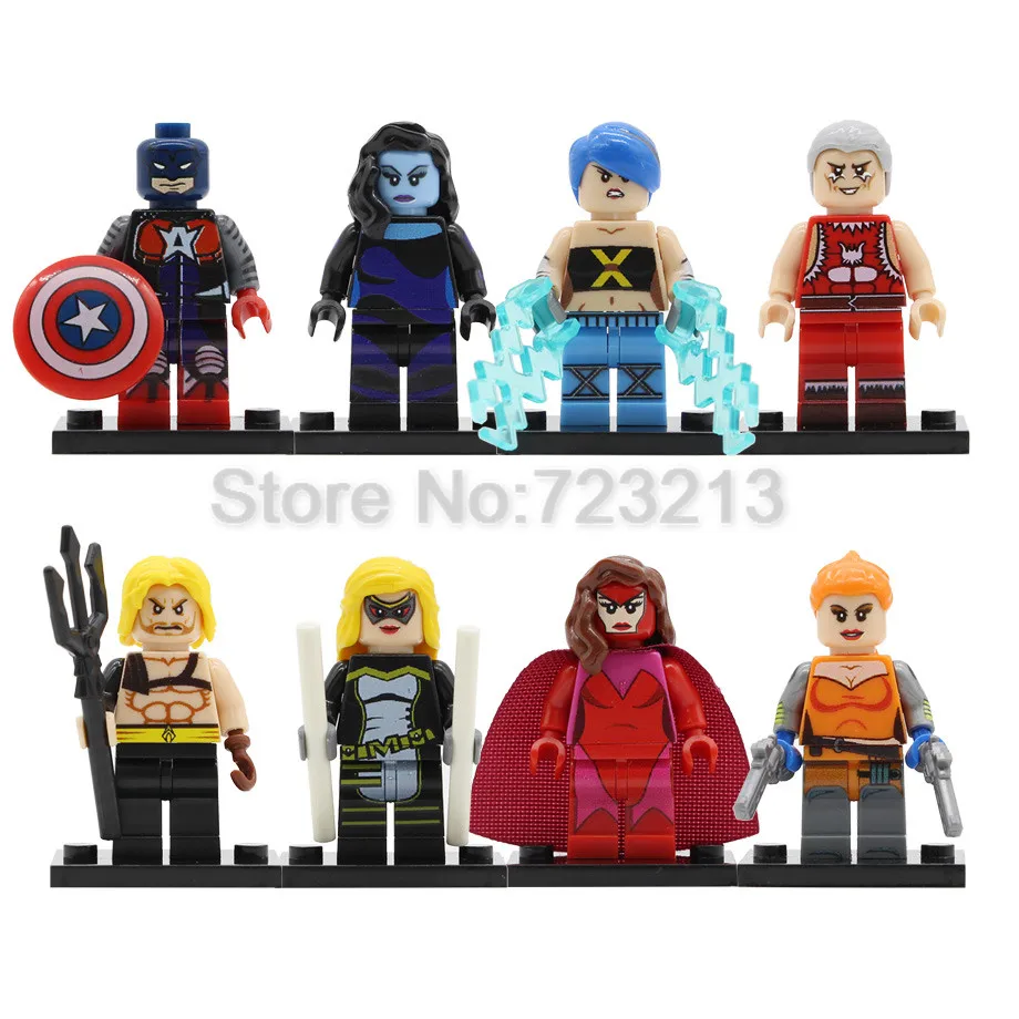 

Super Hero Elsa Bloodstone Figure Inque Snowflame Surge Aquaman Scarlet Witch Mockingbird Building Blocks kits Toys PG8118