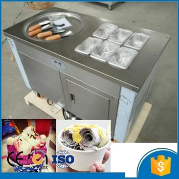 

Free shipping by sea 1200w single durable flat pan Thailand fried ice cream machine