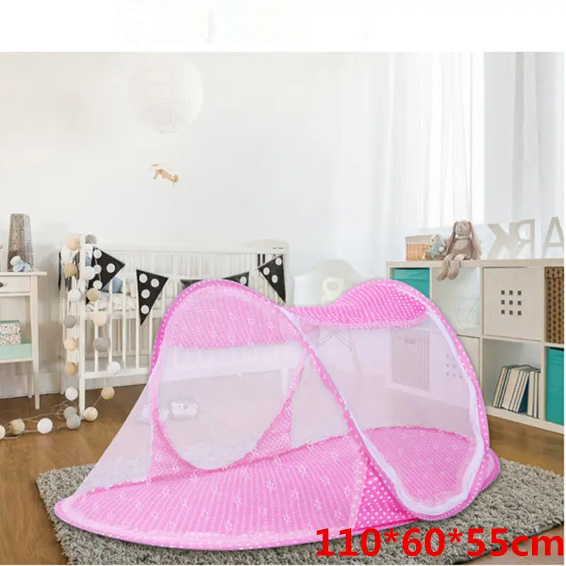 Детские постельные принадлежности для кроватки, сетчатая складная детская музыкальная москитная сетка, матрас, подушка, костюм из трех предметов для детей 0-3 лет - Цвет: pink