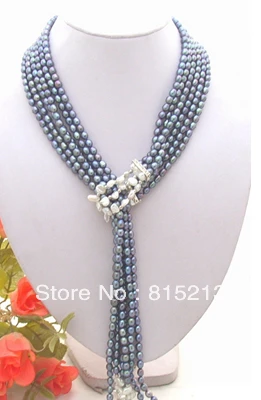 

FREE SHIPPING>@@> N723 White Reborn Keshi Pearl&Black Pearl Necklace