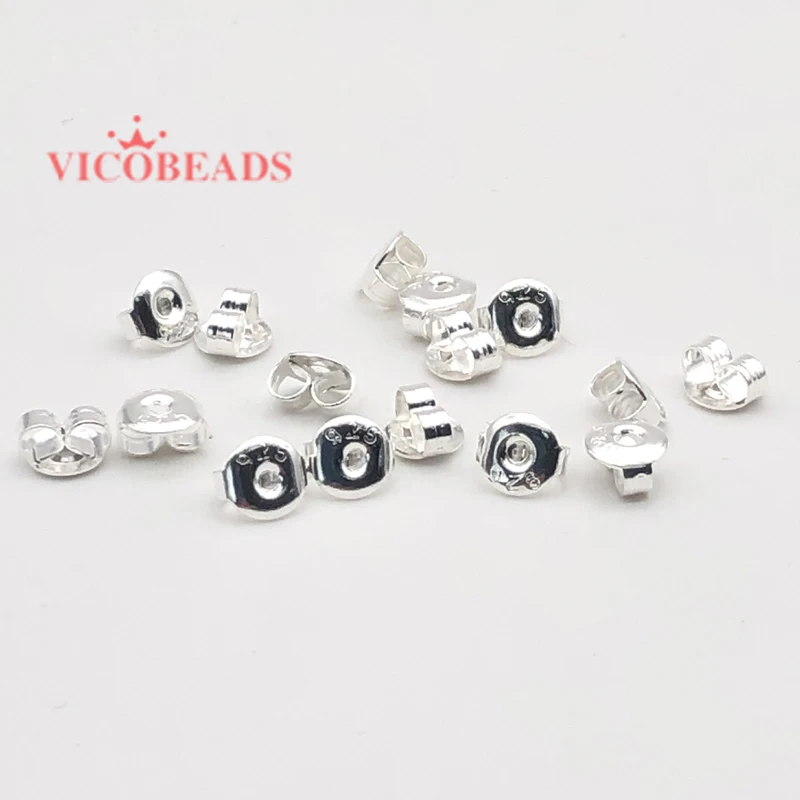

200pcs/pack 6X5MM 925 Sterling Silver Plated Butterfly BACK STOPPERS Earrings Jewelry Findings For Stud Pin