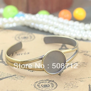 

Free shipping!!!! 20mm pad setting Antique Bronze Plated Bangle bracelet cabochon blank base