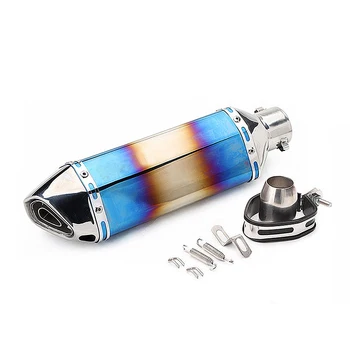

Modified FORYamaha FOR Kawasaki Universal Small Hexagonal Ninja Exhaust Pipe Stainless Steel Double Half Blue Rear Section