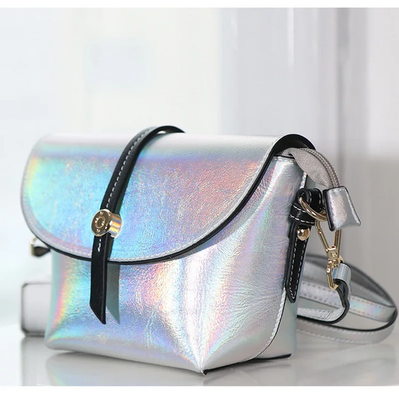 

Korean Collision Color Laser Female Bag Sliver Holographic Shell Messenger Bags High quality Lady Fashion Purses Handbags Retro