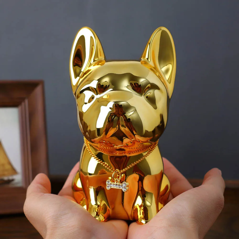 

Bulldogs Resin Piggy Bank Ornament Large Size Coin Storage Container Cute Puppy Piggy Bank