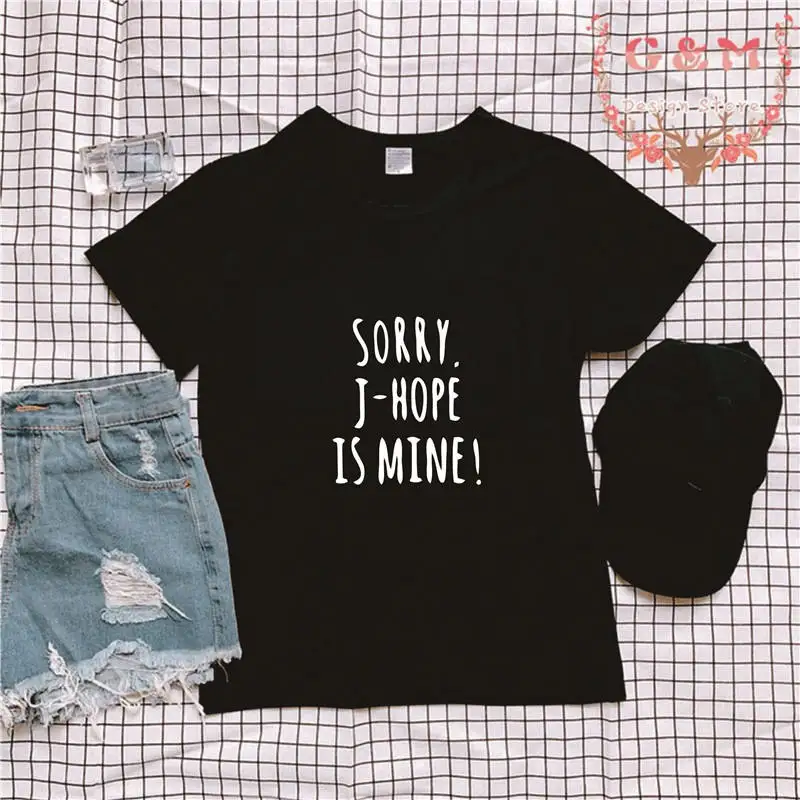 Женская футболка с принтом OKOUFEN SORRY в Корейском стиле Kpop JHOPE одежда Bangtan размера