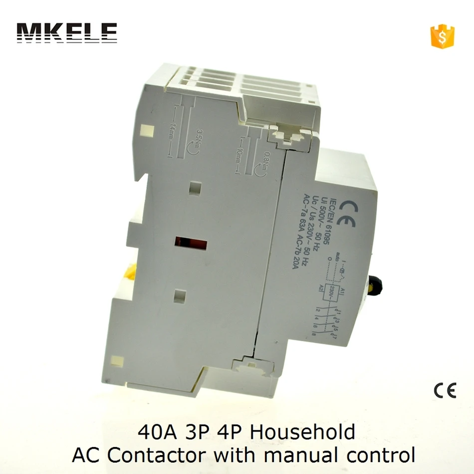 MKWCT-40M Household AC Contactor 40A 2NO 2P 50/60Hz By Manual Control 