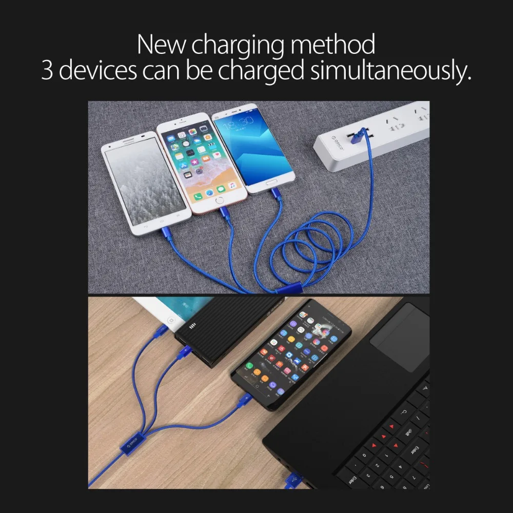 Кабель Micro USB ORICO 3 в 1 8 контактный кабель Type C для iPhone 8X7 6 6S Plus iOS 10 9 Samsung Nokia usb быстрой