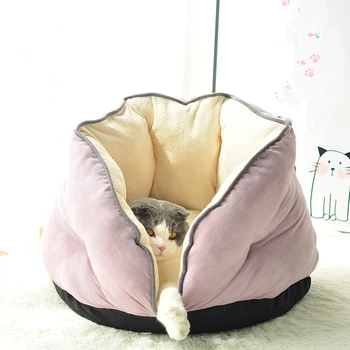 

Suede Fabric Cats House Mini Pets Cats Surrounding Bed Small Dogs Nest Winter Warm Kitten Puppy Kennel Mats Cats Sleeping Bag