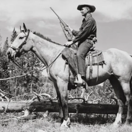 Male hunter riding a horse Poster Print (18 x 24)