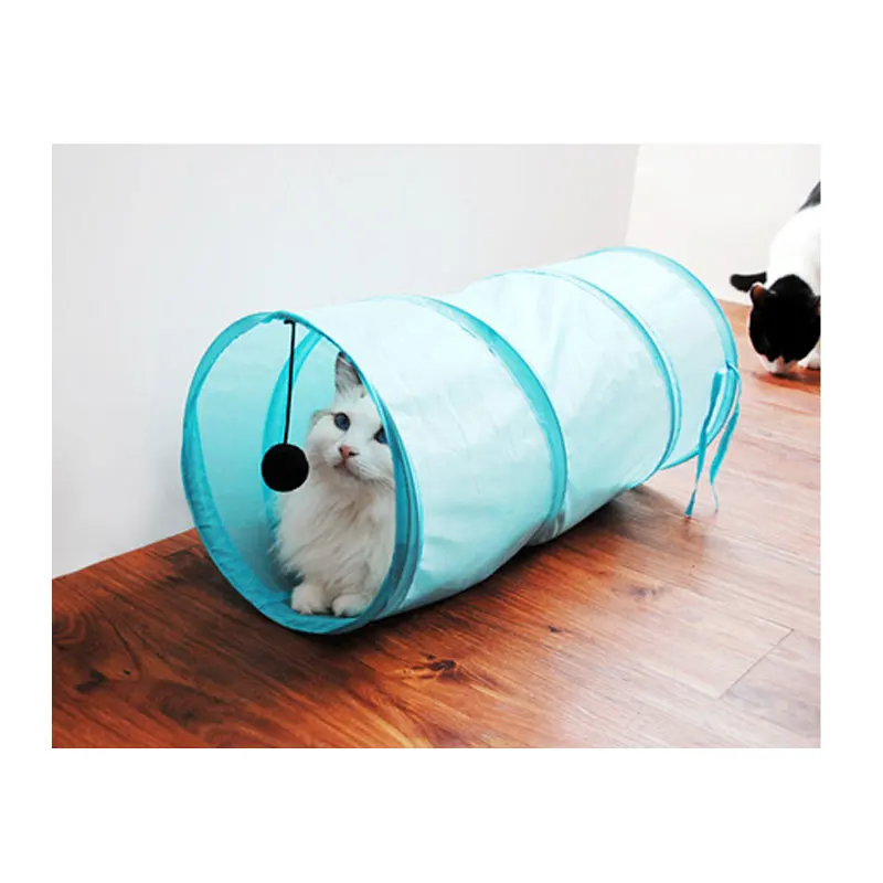 Складной домашнее животное кошка игры длинные туннельные игрушки с одним мячом