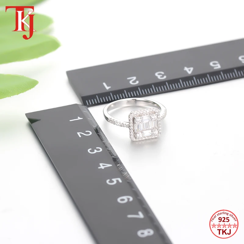 TKJ Baguette Cubic Zirconia Ring Sterling Silver 925 Wedding Ring-3