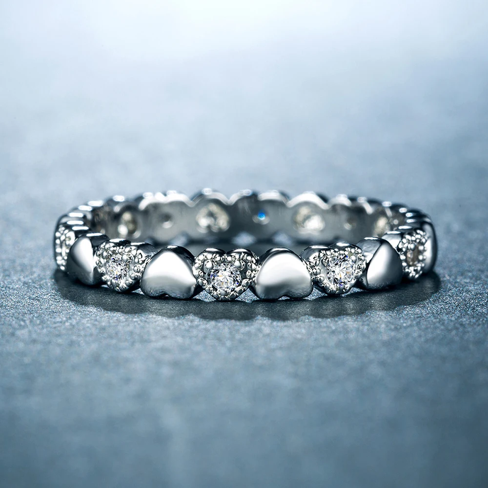 Paylor Новое модное серебряное штабелируемое кольцо сердце белый CZ фирменные кольца на палец для женщин украшения на свадьбу, годовщину