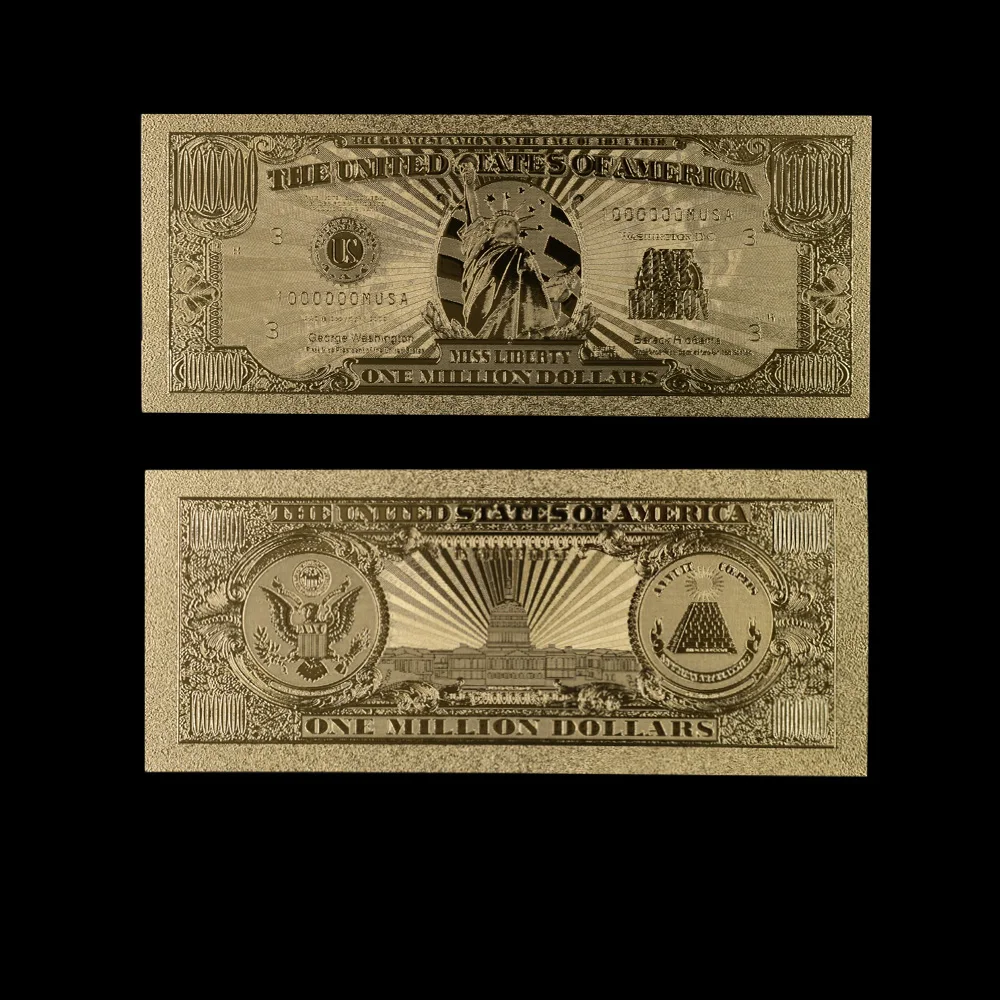 Бумажные деньги США золотые банкноты США Золотая фольга 1 миллион долларов банкнота Золотая коллекция банкнот домашний декор