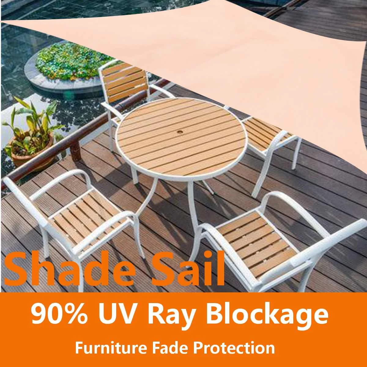 

2 Size Sun Shelter Sun Shade Sail Garden Patio Sunscreen Awning Canopy Screen 90%UV Block Top Cover Outdoor Patio Awning Shelter