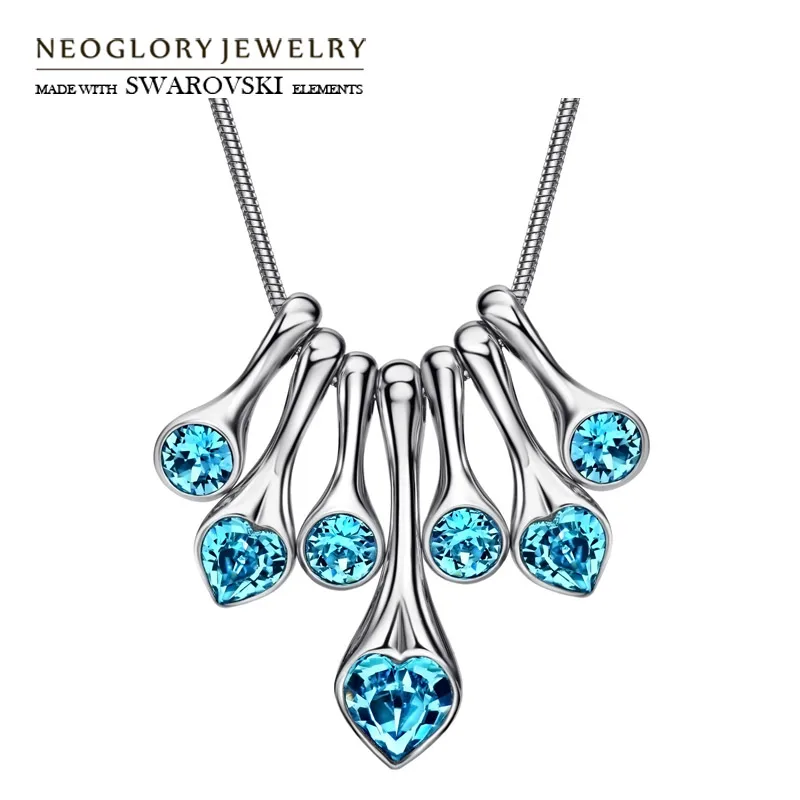 

Neoglory Crystal & Rhinestone Charm Long Necklace Geometric Design With Heart Style Embellished With Crystals From Swarovski