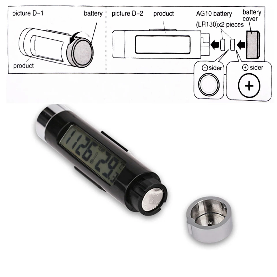 Sikeo практичный 2 в 1 цифровой подсветка Автомобильный термометр часы клип на автомобильные Цифровые Автомобильные часы вентиляционное отверстие