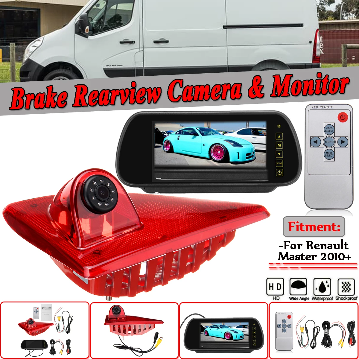 

Car Reverse Camera System For Renault Master LED IR Brake Light Rear View Reversing Parking Camera & 7 Inch Monitor Camera Kit