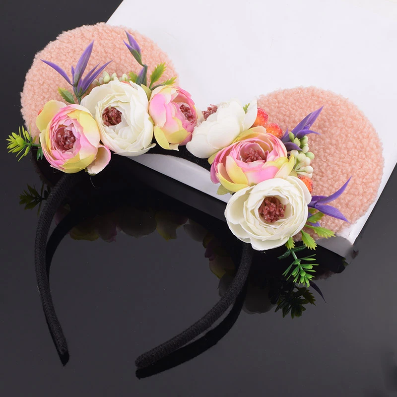 マウス耳大人ミニー耳ミッキー耳花桃紫色の花ヘッドバンドフェスティバルパーティー誕生日自由奔放に生きるヘアアクセサリーガール Women S Hair Accessories Aliexpress
