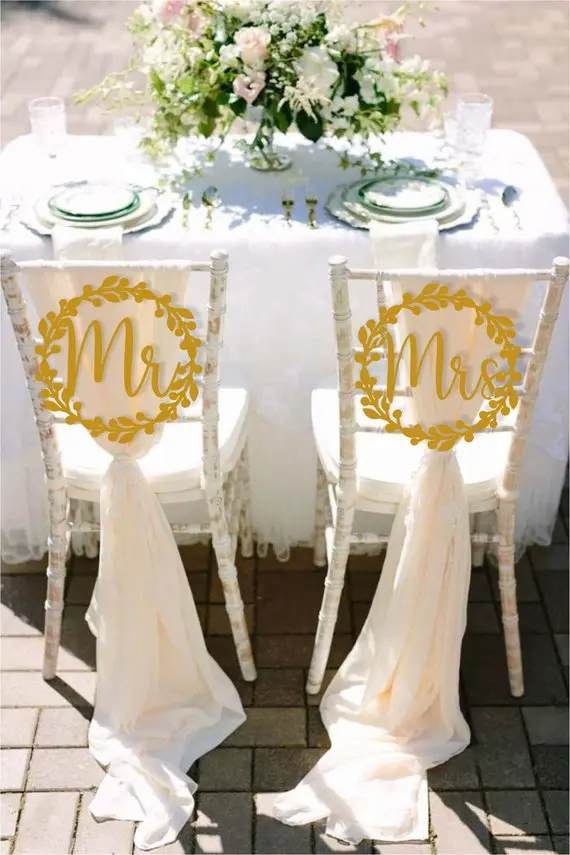 2 шт./компл. свадебное украшение для стульев лазерная резка акриловый подвесной знак для свадьбы, помолвки уникальные свадебные украшения для стульев