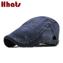 Который в душе Унисекс Винтажный джинсовый берет Регулируемый головной убор женский летний козырек Ретро плоская кепка кость пустая мужская женская шапка