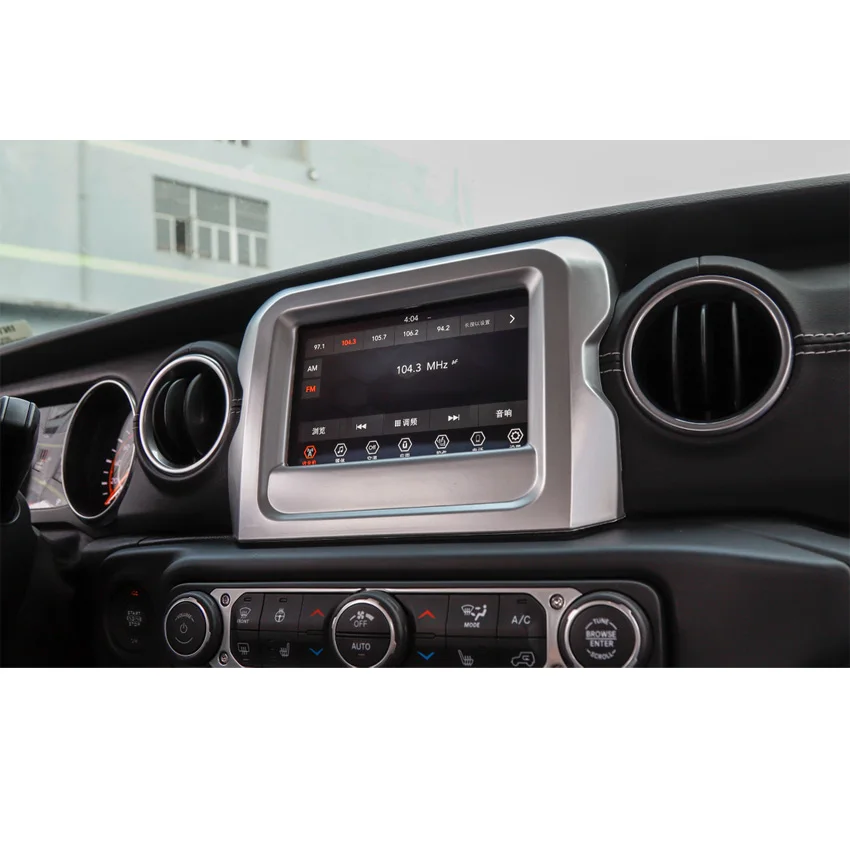 JXKaFa Fit para Jeep Wrangler JL 2018 coche GPS navegación decoración marco bisel calcomanía recorte estilismo ABS partes interiores