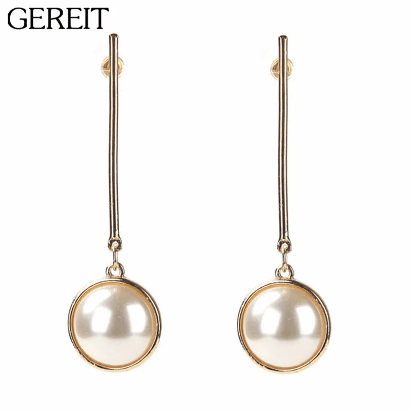 GEREIT Statement Simulated Pearl Drop Earrings For Women Fashion Long Dangle Earring Factory Price Wholesale Gift Jewelry | Украшения и