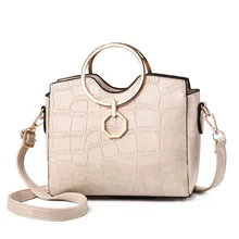 Простая модная женская сумка из искусственной кожи Сумочка с кольцом сумки на плечо роскошные женские сумки дизайнерские брендовые сумки-мессенджеры