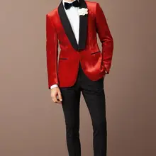 Tuxeds для свадебные костюмы ужин красное платье шаль воротник дизайн