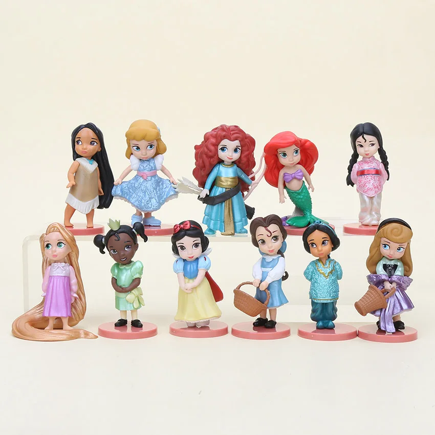 

11pcs/lot 7-9cm cartoon princess figure snow white Ariel Cinderella Mermaid PVC Action figure model toy for girls for collection