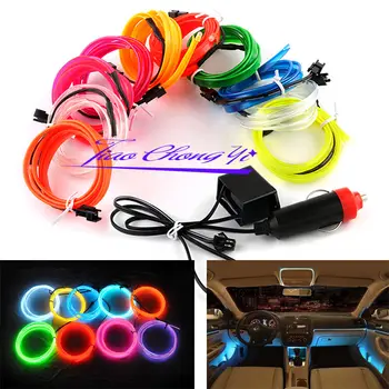 

White Red Blue 5M 12V Car Charge Interior LED EL Wire Rope Tupe Light Line+Drive
