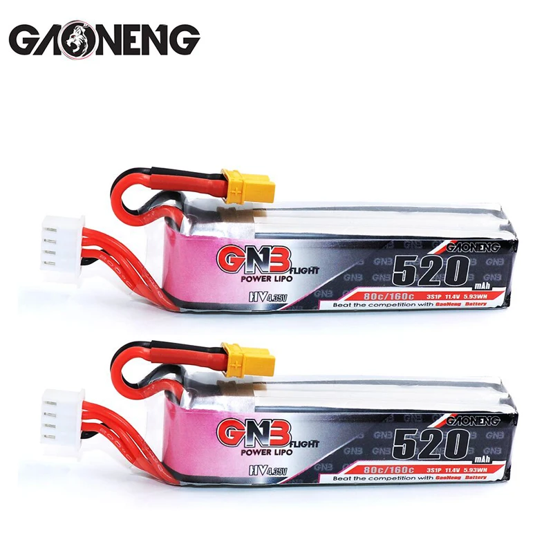 

2PCS Gaoneng GNB 520mAh 3S 11.4V 80C/160C HV Lipo battery with XT30 Plug for Betafpv Beta85X Whoop indoor FPV Drone RC parts