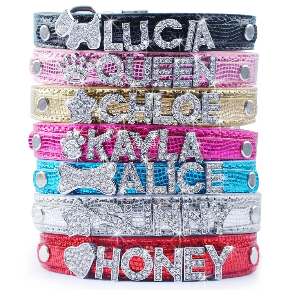 rhinestone personalized dog collars