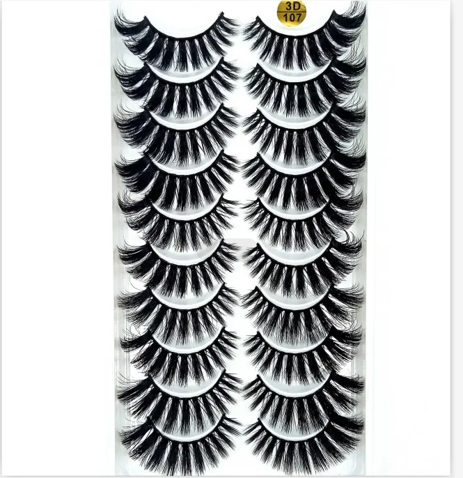 HBZGTLAD 1/5/10pairs Real Mink Eyelashes 3D Natural False Eyelashes 3d Mink Lashes Soft Eyelash Extension Makeup Kit Cilios - Color: 107