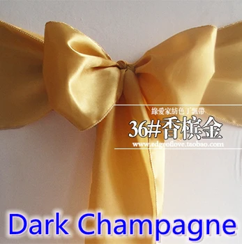 

Dark champagne colour high quality satin sash chair bow for chair covers sash spandex party and wedding decoration wholesale