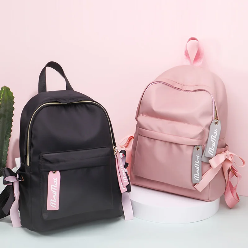 

Ribbons Fashion Backpacks High Capacity School Bags for Teenage Girls Backpacks Nylon Bookbag Female Travel Shoulder Bag Mochila