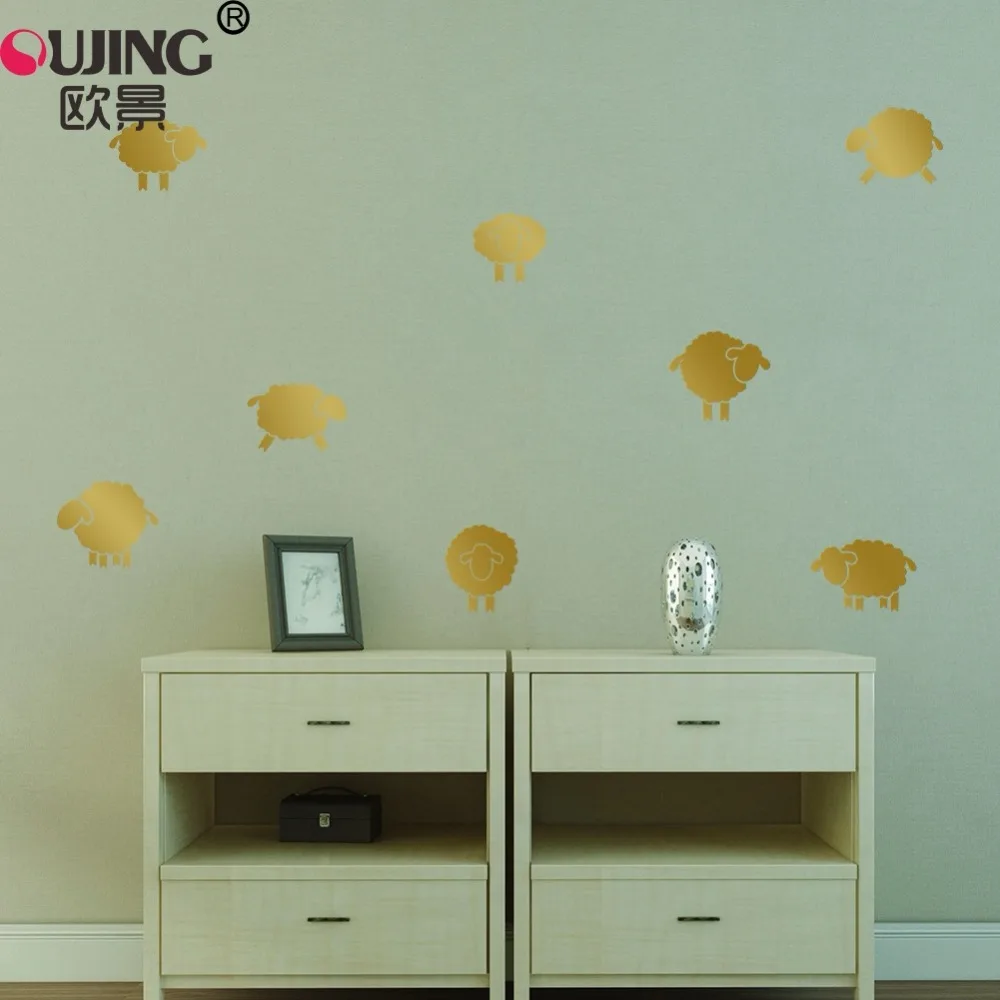 16 قطعة/المجموعة سهلة لتطبيق الكرتون الحيوان الأغنام شكل ملصقات جدار للأطفال الأطفال غرف صور مطبوعة للحوائط DIY PVC القابل للإزالة الفن جدارية
